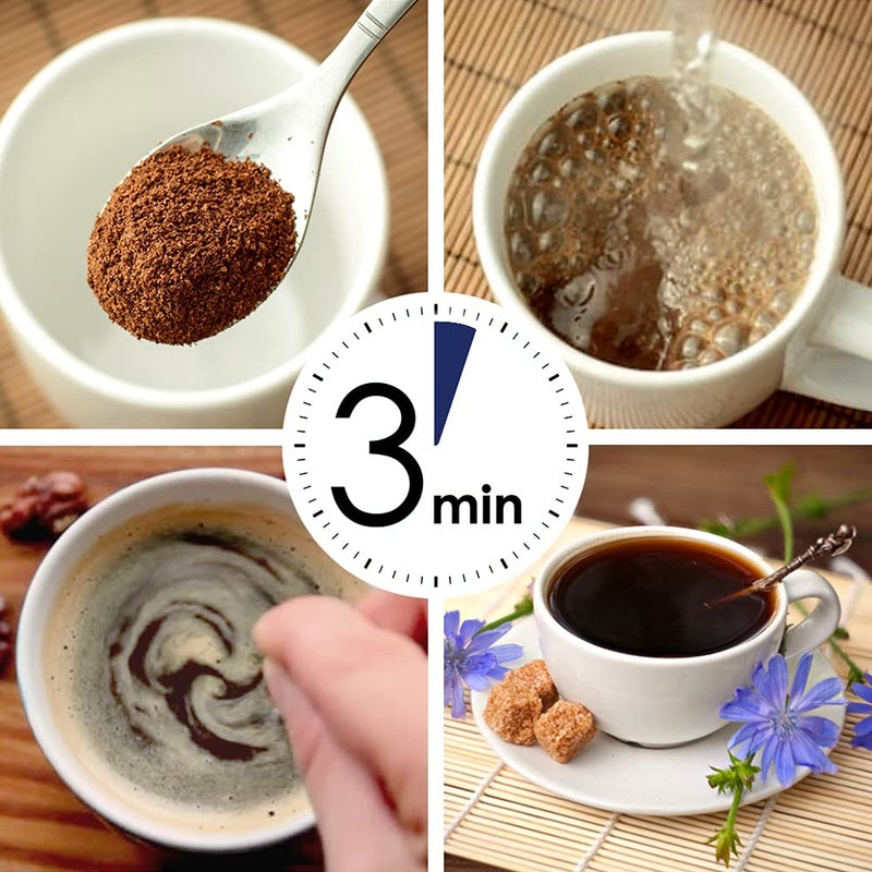 CHICORAYA Instant Chicory Coffee - Best for Decaf and Diet - Keto & Vegan Beverage Blend - Coffeine-Free Cofee Substitute Alternative - Roasted Root Powder, No Sugar (Dandelion, 14.1 oz) - Image 4